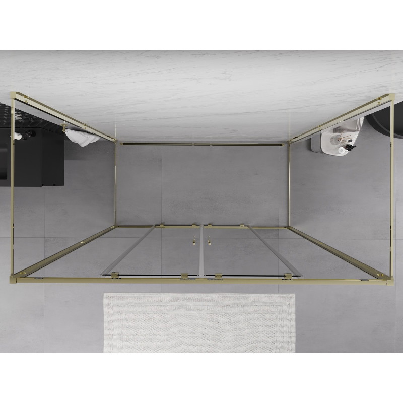 Mexen Exo-S Duo 3S 3-wall sliding shower cabin 200 x 100 cm, transparent, gold - 8152-200-100-50-00-3S