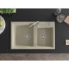 Mexen Tomas granite sink 2-bowl 800 x 500 mm, beige, chrome siphon - 6516802000-69