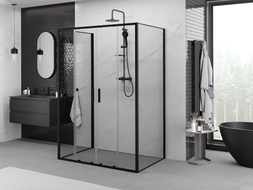 Mexen Exo-S Duo 3S 3-wall sliding shower cabin 130 x 80 cm, transparent, black - 8152-130-080-70-00-3S