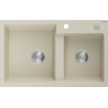 Mexen Tomas granite double-bowl sink 800 x 500 mm, beige, chrome siphon - 6516802000-69
