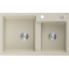 Mexen Tomas granite sink 2-chamber 800 x 500 mm, beige, chrome siphon - 6516802000-69