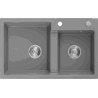Mexen Tomas granite sink 2-bowl 800 x 500 mm, grey, chrome siphon - 6516802000-71