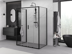 Mexen Exo-S Duo 3S 3-sided sliding shower cabin 150 x 90 cm, transparent, black - 8152-150-090-70-00-3S