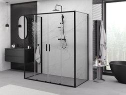 Mexen Exo-S Duo 3S 3-wall sliding shower cabin 200 x 95 cm, transparent, black - 8152-200-095-70-00-3S