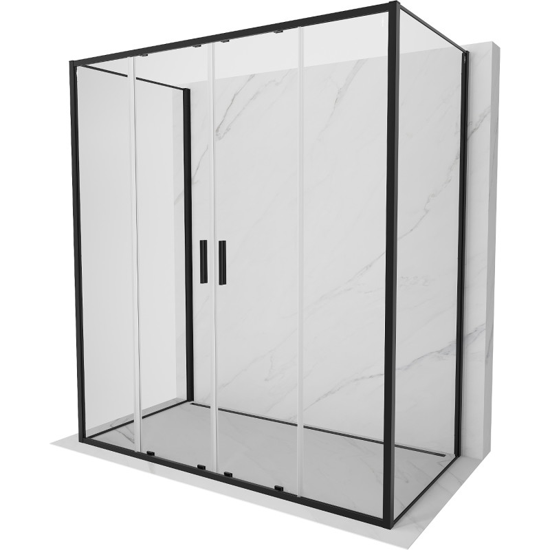 Mexen Exo-S Duo 3S 3-wall sliding shower cabin 170 x 100 cm, transparent, black - 8152-170-100-70-00-3S