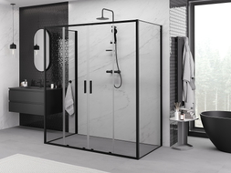 Mexen Exo-S Duo 3S 3-wall sliding shower enclosure 200 x 100 cm, transparent, black - 8152-200-100-70-00-3S