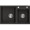 Mexen Tomas double-bowl granite sink 800 x 500 mm, black/golden metallic, chrome siphon - 6516802000-75