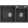 Mexen Tomas 2-compartment granite sink 800 x 500 mm, spotted black, siphon Chrome - 6516802000-76
