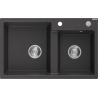 Mexen Tomas granite sink 2-chamber 800 x 500 mm, black speckled, chrome siphon - 6516802000-76