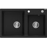 Mexen Tomas granite sink 2-chamber 800 x 500 mm, black, chrome siphon - 6516802000-77