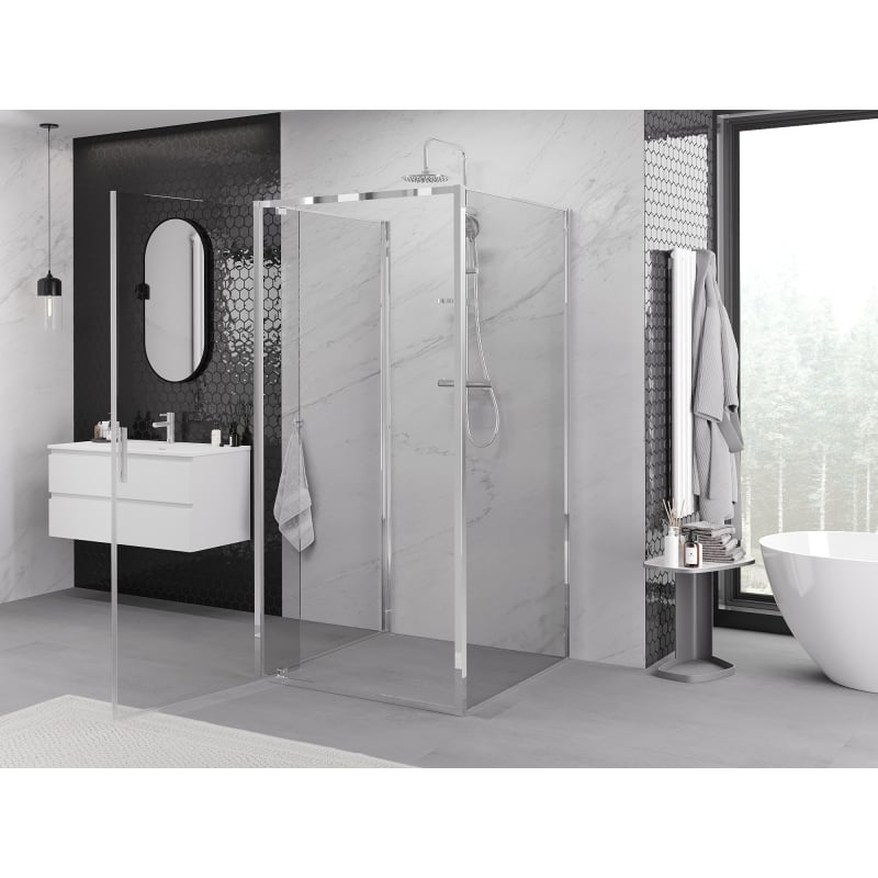 Mexen Exo-3S 3-sided folding shower cabin 100 x 100 cm, transparent, chrome - 8181-100-100-01-00-3S