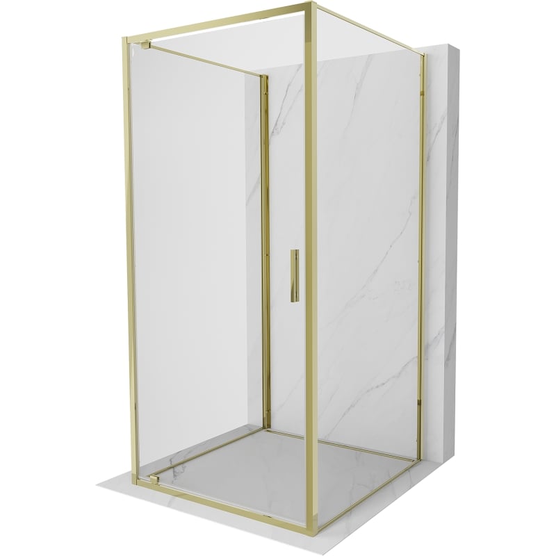 Mexen Exo-3S 3-wall pivot shower cabin 70 x 70 cm, transparent, gold - 8181-070-070-50-00-3S