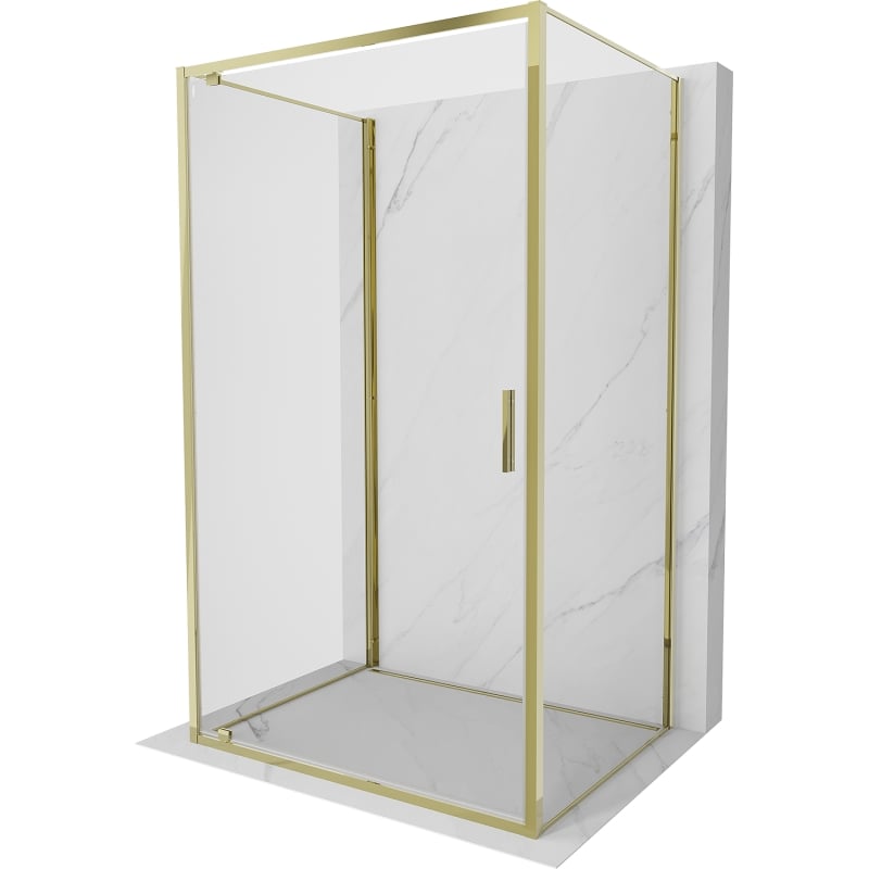 Mexen Exo-3S 3-wall shower cabin with swing door 75 x 70 cm, transparent, gold - 8181-075-070-50-00-3S