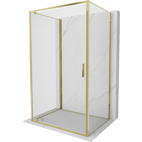 Mexen Exo-3S 3-wall hinged shower enclosure 90 x 70 cm, transparent, gold - 8181-090-070-50-00-3S