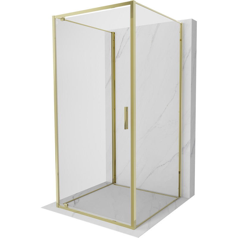 Mexen Exo-BR 3S 3-sided 75 x 75 cm hinged shower enclosure, transparent, gold - 8181-075-075-50-00-3S