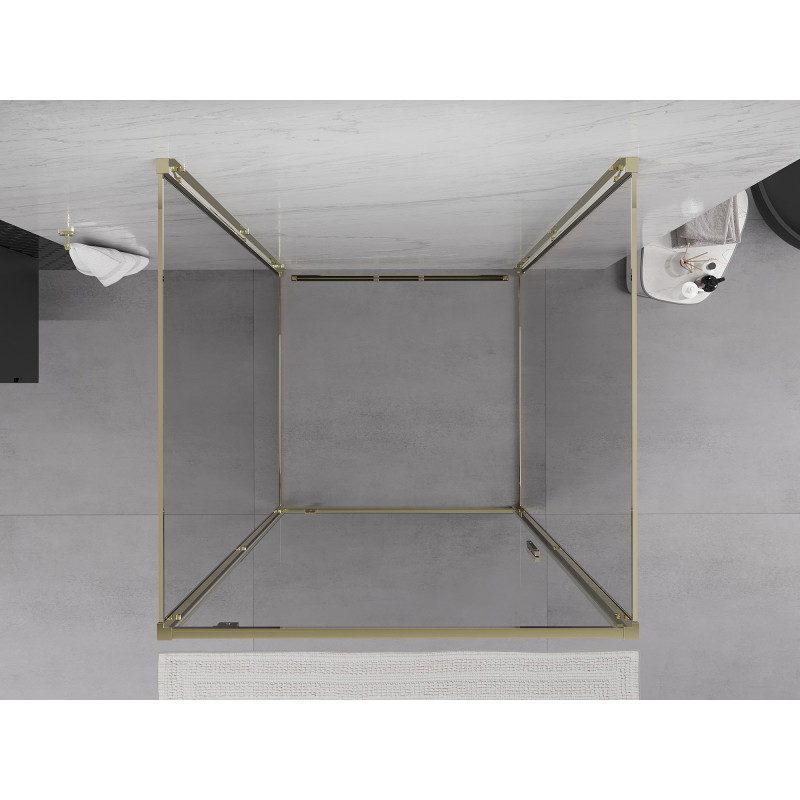 Mexen Exo-BR 3S 3-sided 75 x 75 cm hinged shower enclosure, transparent, gold - 8181-075-075-50-00-3S