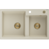 Mexen Tomas granite sink 2-compartment 800 x 500 mm, beige, gold siphon - 6516802000-69-G