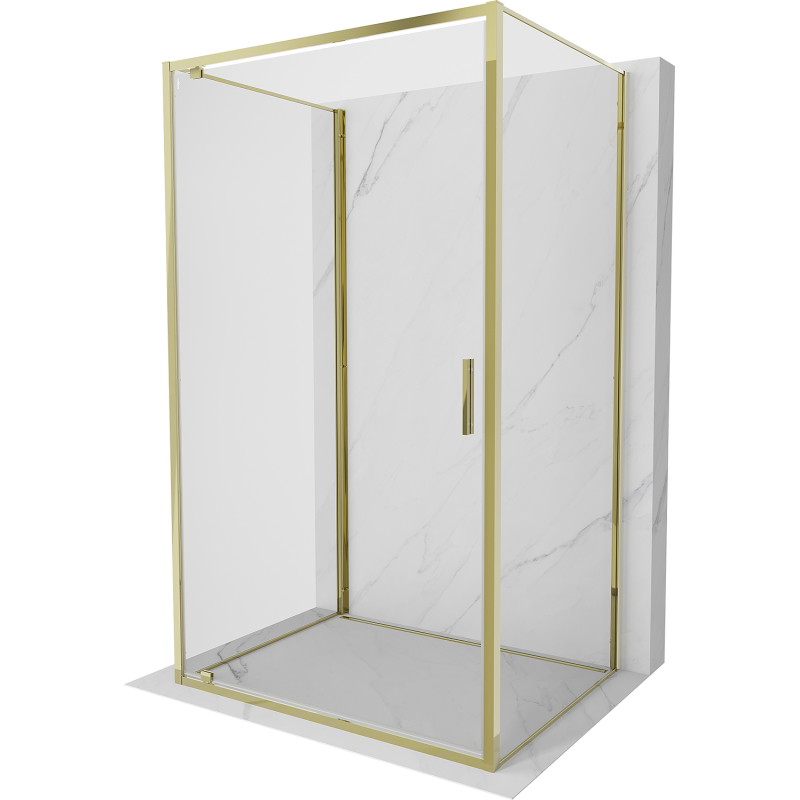 Mexen Exo-BR 3S 3-wall shower cabin with swing door 80 x 75 cm, transparent, gold - 8181-080-075-50-00-3S