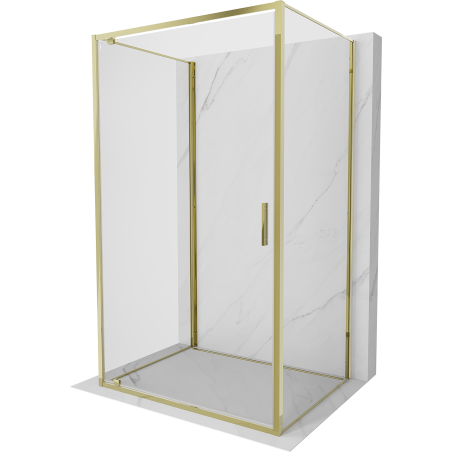 Mexen Exo-BR 3S 3-wall shower cabin with swing door 80 x 75 cm, transparent, gold - 8181-080-075-50-00-3S
