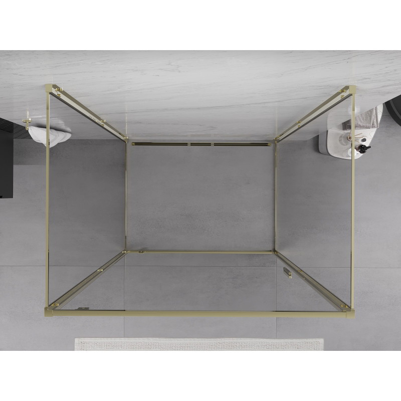 Mexen Exo-BR 3S 3-wall shower cabin with swing door 80 x 75 cm, transparent, gold - 8181-080-075-50-00-3S