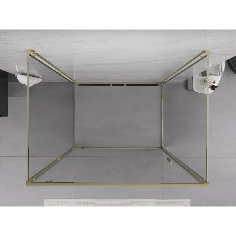 Mexen Exo-3S 3-sided swing shower cabin 95 x 80 cm, transparent, gold - 8181-095-080-50-00-3S