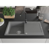 Mexen Leo granite sink 1-bowl with drainer and Telma kitchen faucet, gray - 6501-71-670200-70