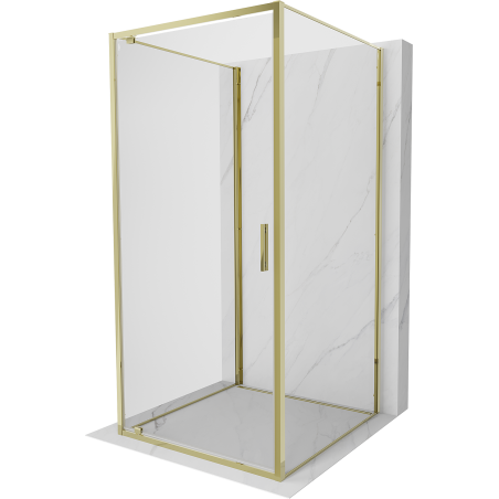 Mexen Exo-3S 3-wall pivot shower cabin 95 x 95 cm, transparent, gold - 8181-095-095-50-00-3S