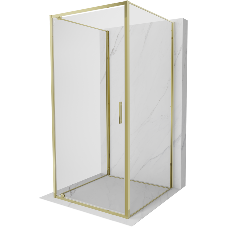 Mexen Exo-BR 3S 3-sided shower cabin with pivot door 100 x 100 cm, transparent, gold - 8181-100-100-50-00-3S