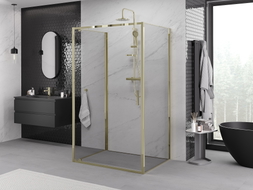 Mexen Exo-BR 3S 3-wall Hinged Shower Enclosure 85 x 110 cm, Transparent, Gold - 8181-085-110-50-00-3S