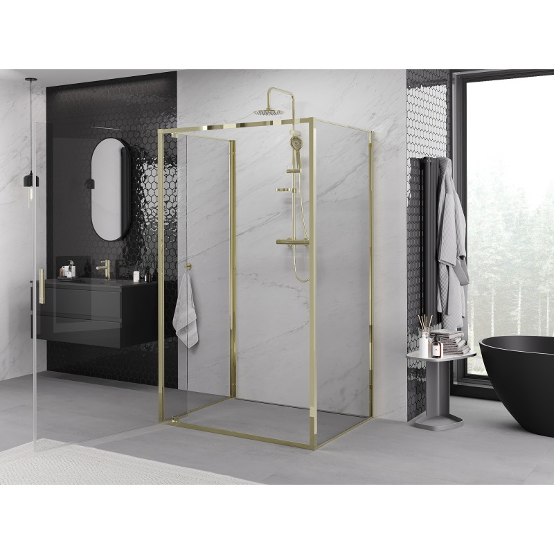Mexen Exo-BR 3S 3-sided shower enclosure hinged 100 x 110 cm, transparent, gold - 8181-100-110-50-00-3S