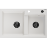 Mexen Tomas 2-bowl Granite Sink 800 x 500 mm, White, Black Siphon - 6516802000-20-B