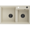 Mexen Tomas 2-compartment granite sink 800 x 500 mm, Beige, siphon Black - 6516802000-69-B