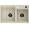 Mexen Tomas granite sink 2-bowl 800 x 500 mm, beige, black siphon - 6516802000-69-B
