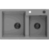 Mexen Tomas 2-basin granite sink 800 x 500 mm, grey, black siphon - 6516802000-71-B