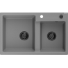 Mexen Tomas granite double-bowl sink 800 x 500 mm, gray, black siphon - 6516802000-71-B