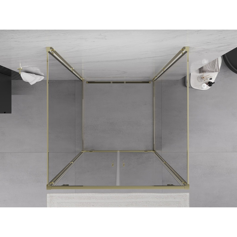Mexen Exo-BR Duo 3S 3-wall hinged shower cabin 70 x 70 cm, transparent, gold - 8182-070-070-50-00-3S