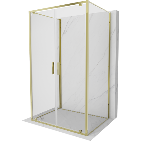 Mexen Exo-3S 3-sided hinged shower cabin 90 x 70 cm, transparent, gold - 8182-090-070-50-00-3S
