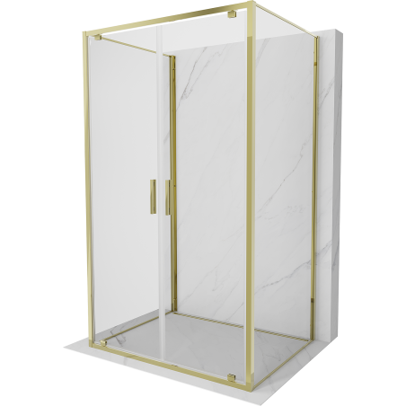 Mexen Exo-BR Duo 3S 3-wall hinged shower cabin 70 x 75 cm, transparent, gold - 8182-070-075-50-00-3S