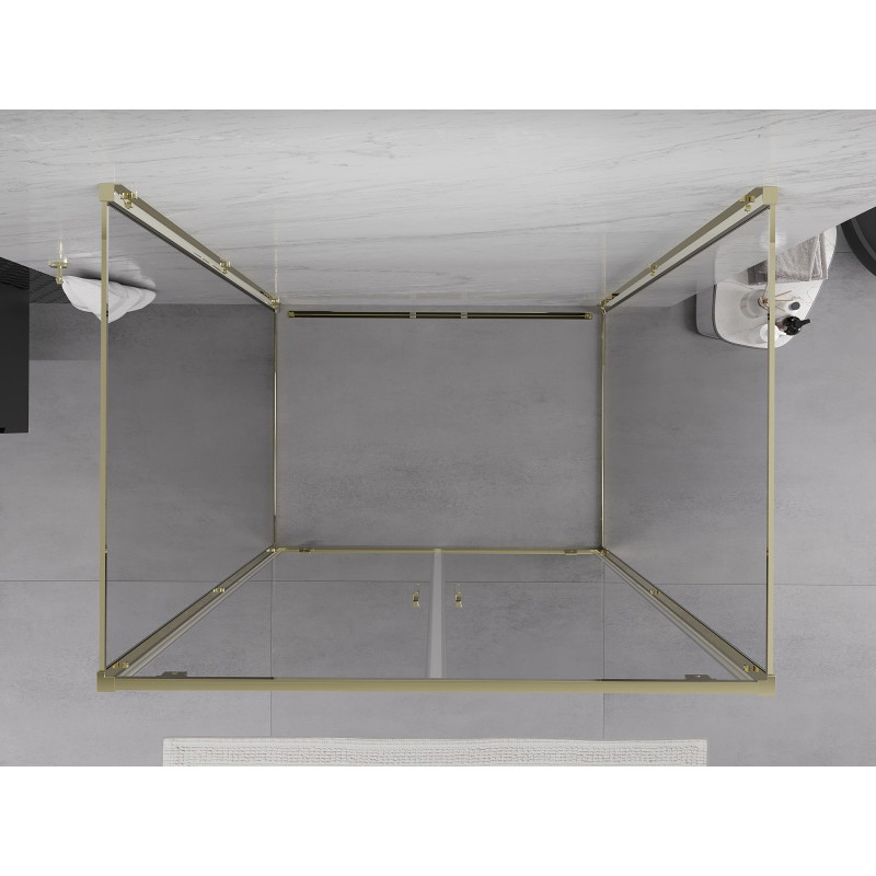 Mexen Exo-BR Duo 3S 3-wall hinged shower cabin 70 x 75 cm, transparent, gold - 8182-070-075-50-00-3S
