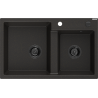 Mexen Tomas granite sink 2-bowl 800 x 500 mm, black/gold metallic, black siphon - 6516802000-75-B