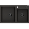 Mexen Tomas granite sink 2-chamber 800 x 500 mm, black/golden metallic, black siphon - 6516802000-75-B