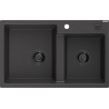 Mexen Tomas granite sink 2-chamber 800 x 500 mm, black speckled, black siphon - 6516802000-76-B