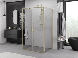 Mexen Exo-BR Duo 3S 3-sided shower cabin, swinging 120 x 85 cm, transparent, golden - 8182-120-085-50-00-3S