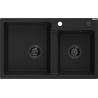 Mexen Tomas 2-bowl granite kitchen sink 800 x 500 mm, black, black siphon - 6516802000-77-B