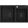 Mexen Tomas granite sink, 2-bowl, 800 x 500 mm, black, black siphon - 6516802000-77-B