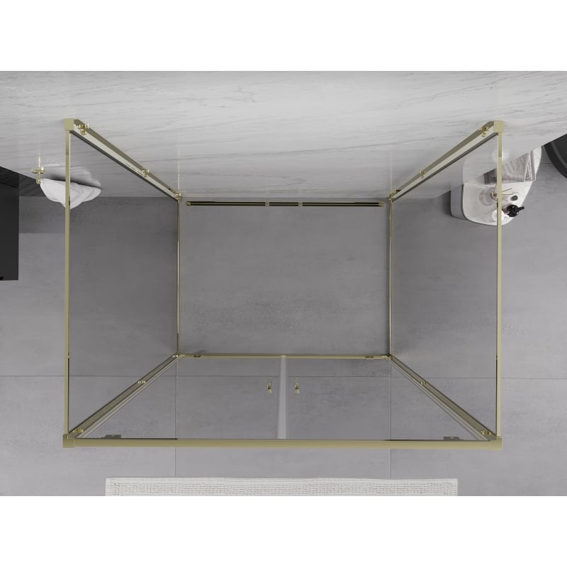 Mexen Exo-3S 3-wall pivot shower cabin 70 x 100 cm, transparent, gold - 8182-070-100-50-00-3S