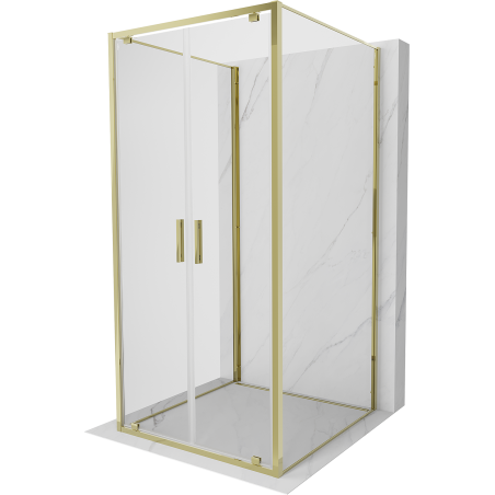 Mexen Exo-BR Duo 3S 3-wall hinged shower cabin 100 x 100 cm, transparent, gold - 8182-100-100-50-00-3S