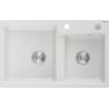 Mexen Tomas 2-bowl granite sink 800 x 500 mm, white, chrome siphon - 6516802000-20