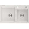 Mexen Tomas granite double-bowl sink 800 x 500 mm, white, chrome siphon - 6516802000-20