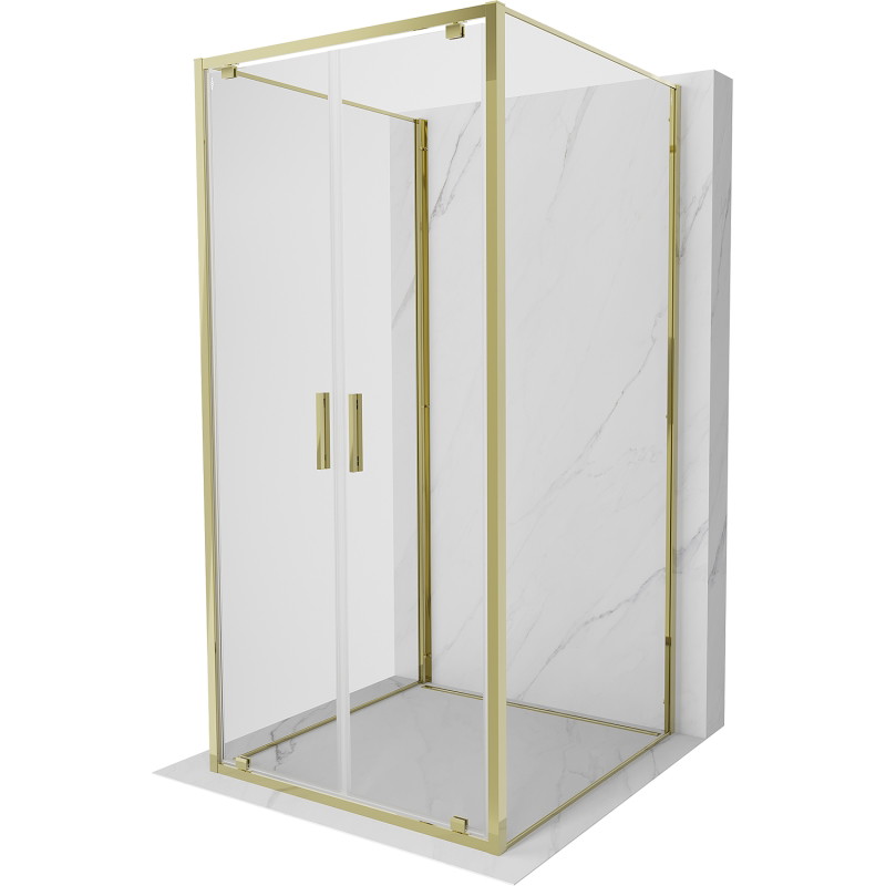 Mexen Exo-BR Duo 3S 3-wall hinged shower enclosure 110 x 110 cm, transparent, gold - 8182-110-110-50-00-3S